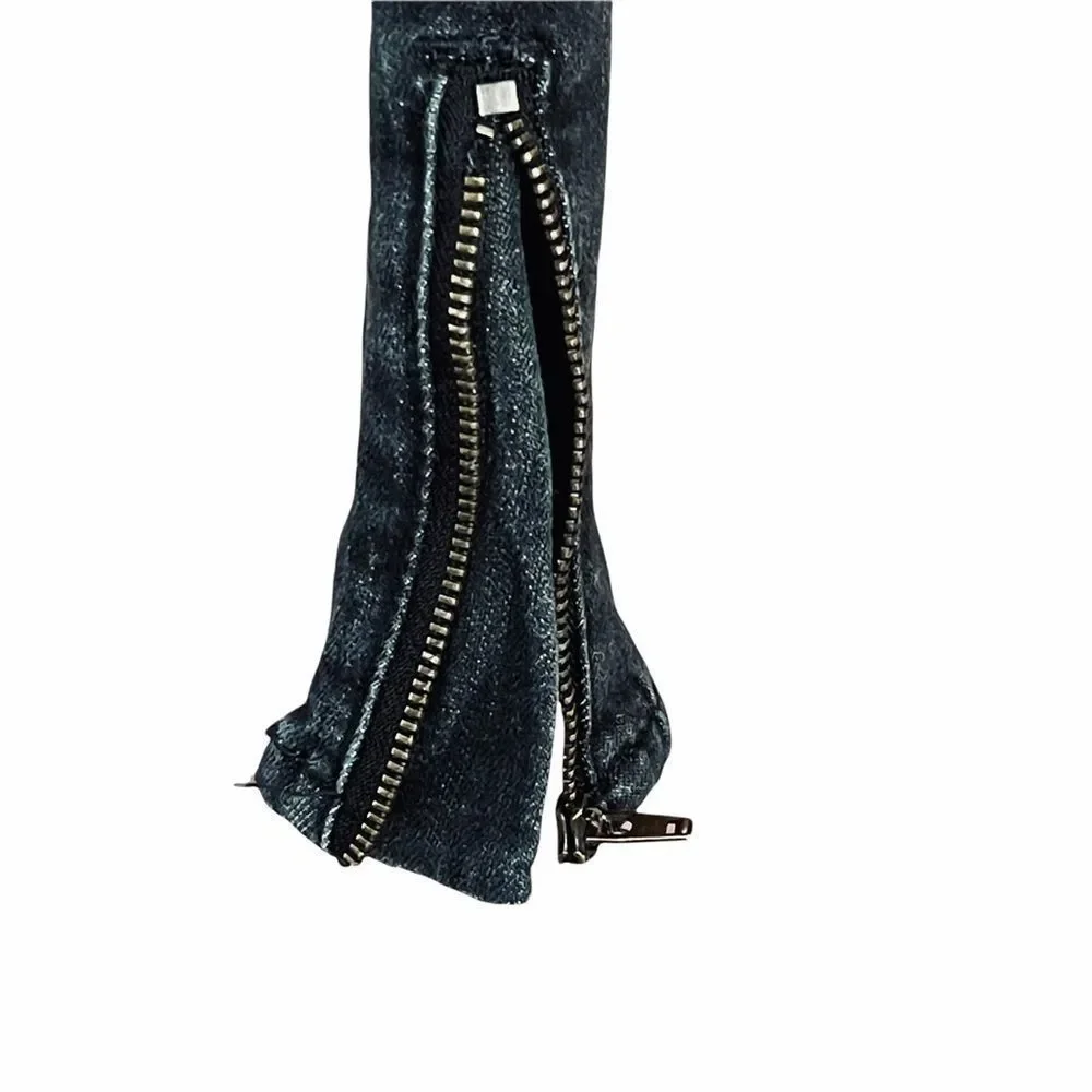 Arizona Black Distressed Skinny Jeans Zipper Hems‎